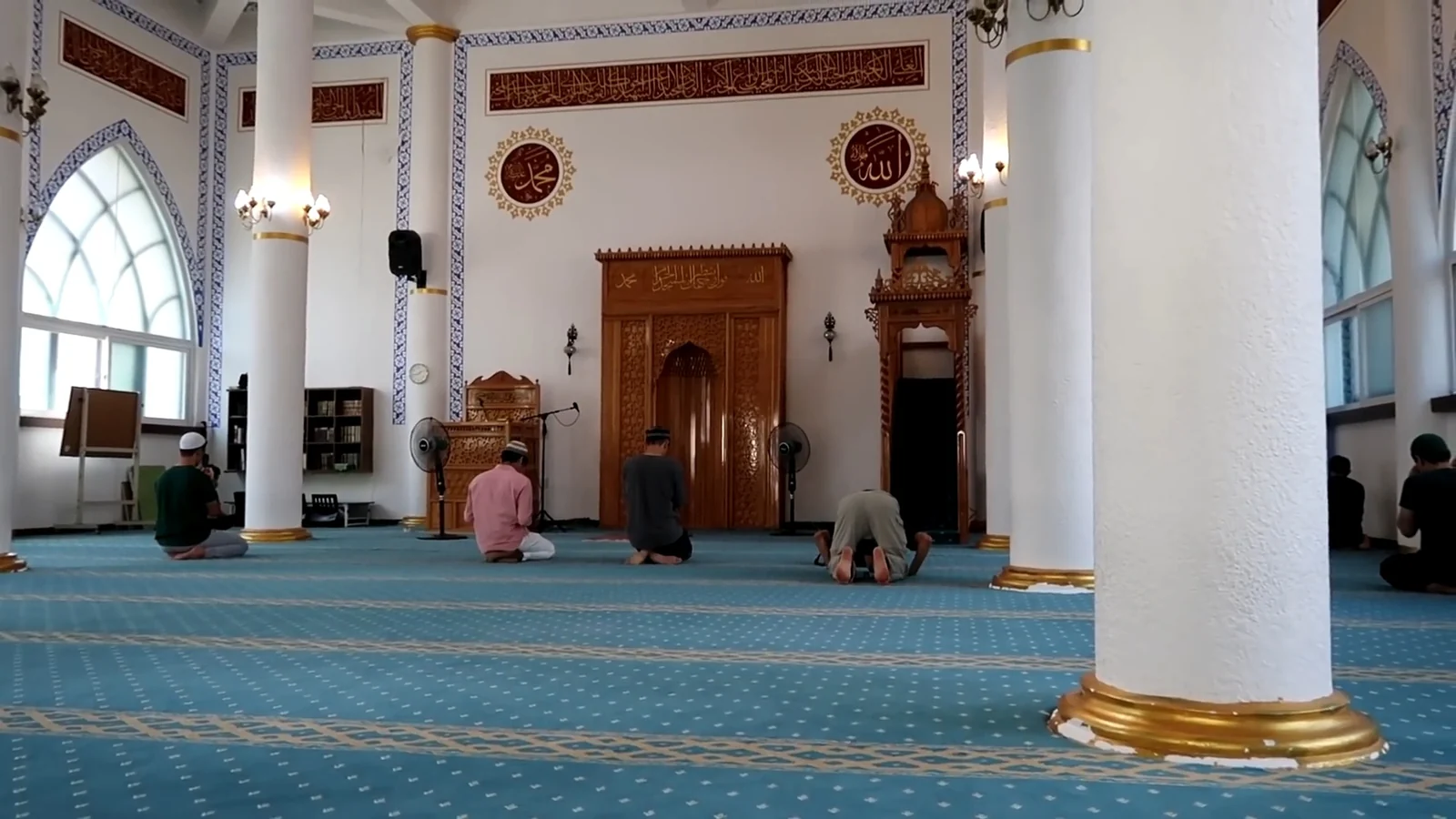 Prayer hall inside Busan Al-Fatah Masjid, South Korea.