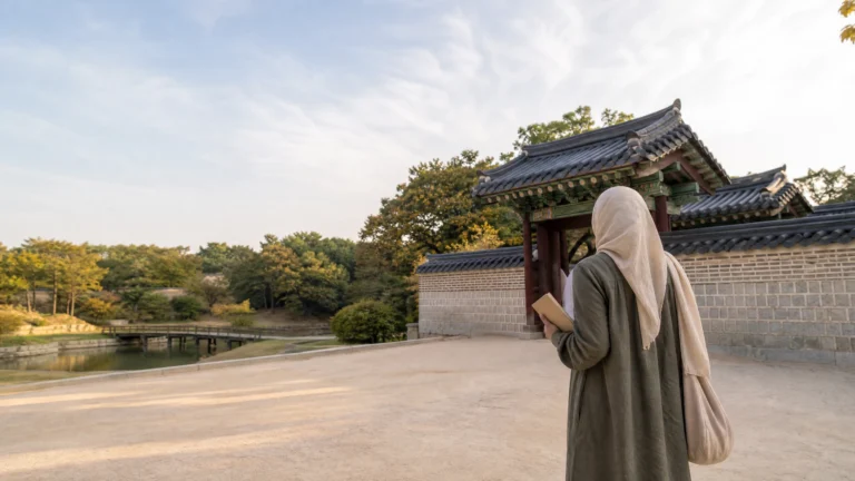 Muslim traveler preparing a Changdeokgung Secret Garden visit in Seoul