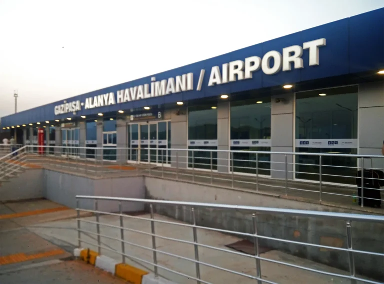 Gazipaşa-Alanya Airport terminal exterior in Türkiye.