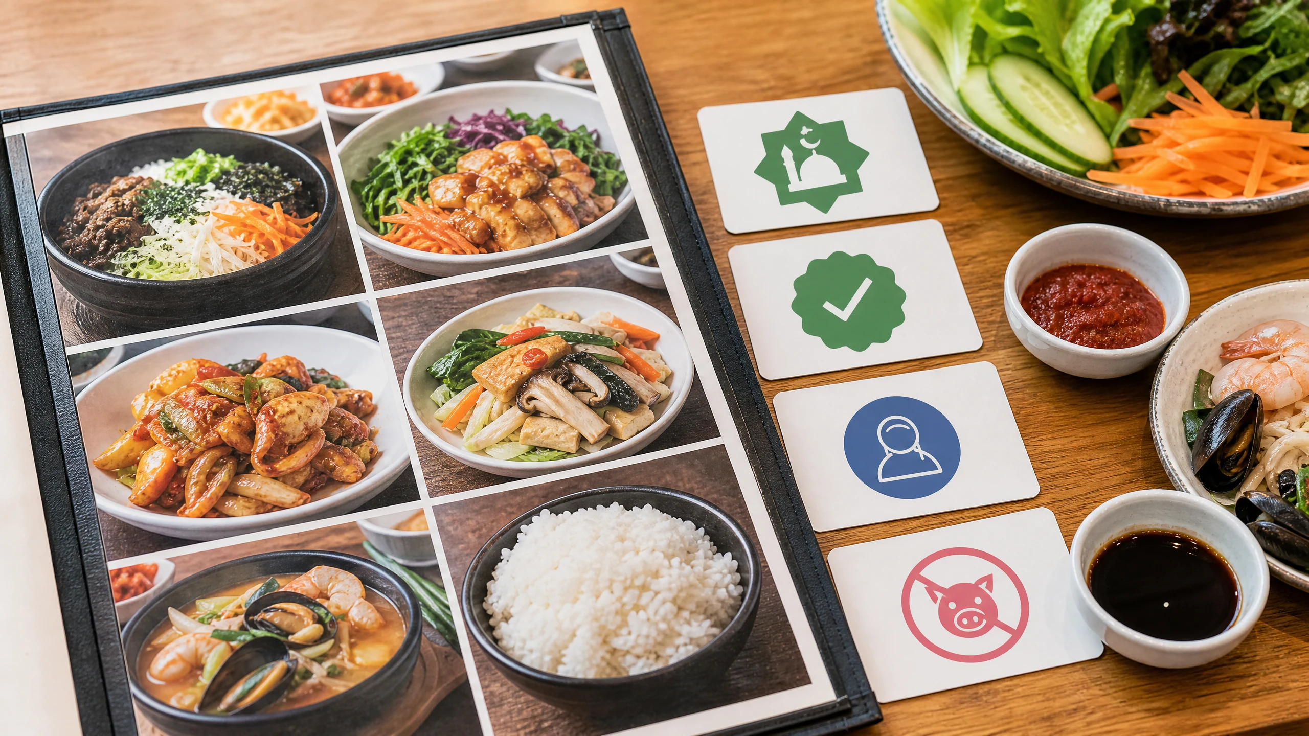 Korean meal table illustrating why restaurant category and ingredient checks matter
