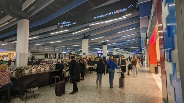 Terminal 4 interior at Melbourne Tullamarine Airport.